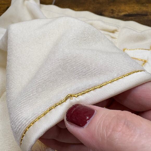 Oscar de la Renta Size 8 Robe Hollywood Regency Velour Fleece Embroidered Cream - Picture 7 of 13